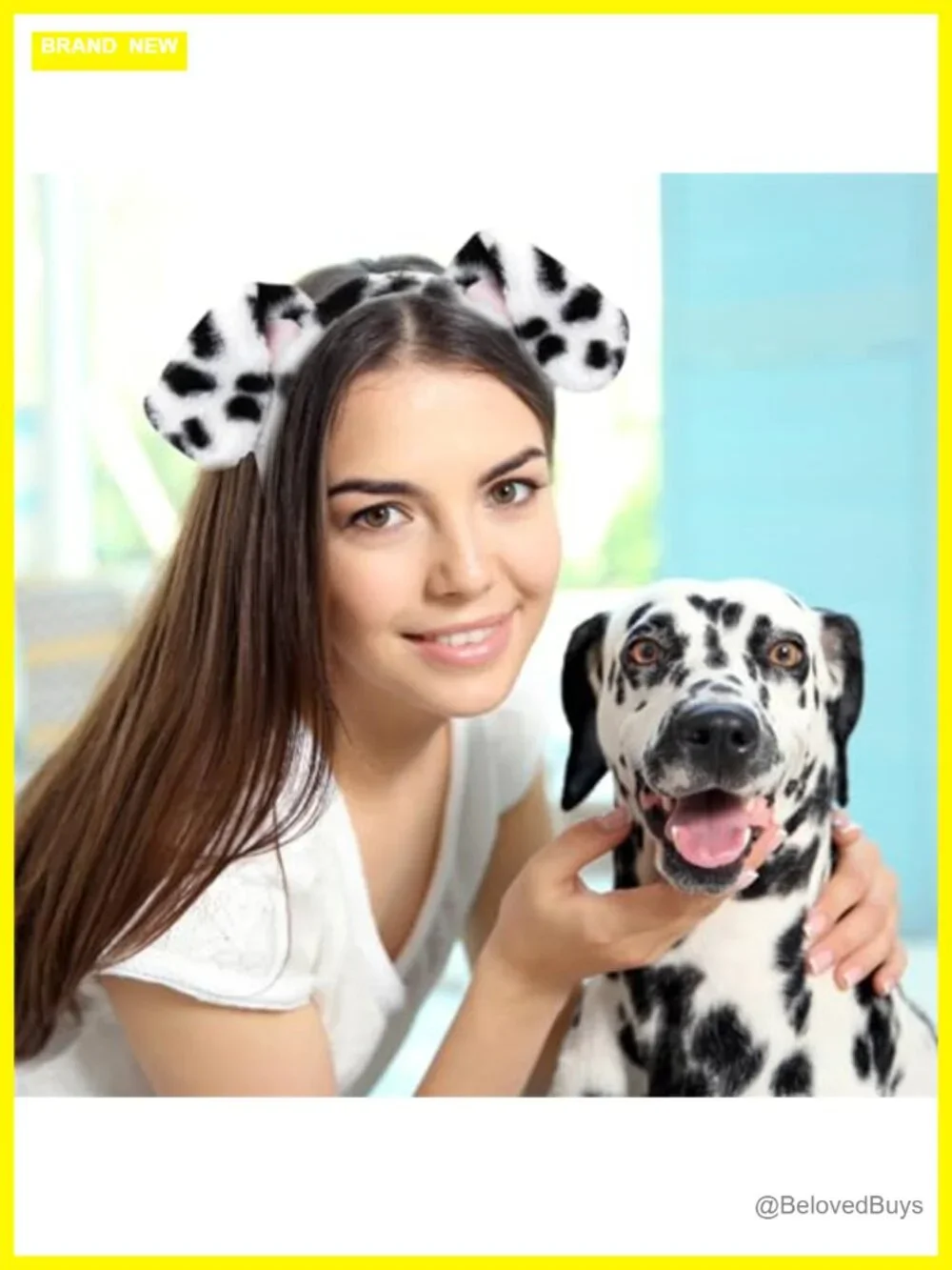 Dalmatian Dog Ears Headband - 8 Pack Fluffy Puppy Ear Hairband Adult Halloween